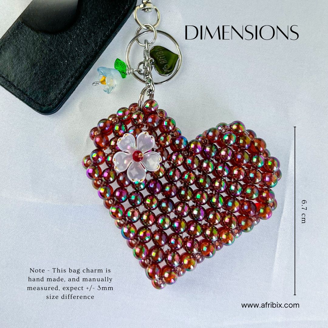 Purple and Gold Love Heart Luxe Bag Charm, Women's Bag Accessory