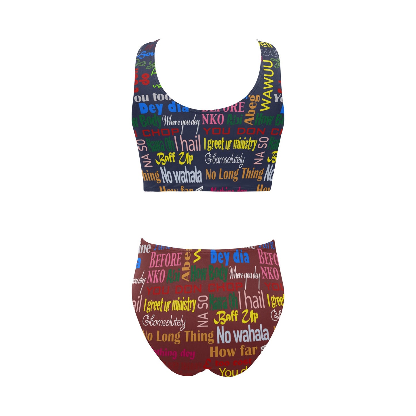 AfriBix Pidgin Bowtie High Waist Bikini Swimsuit Mix