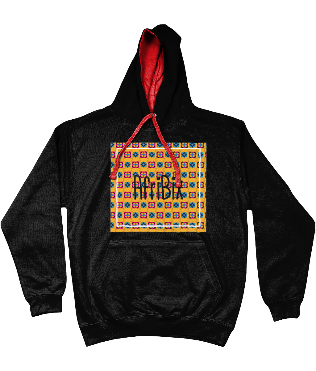 AfriBix Classic Alternate Print Unisex Hoodie with contrast hood and string