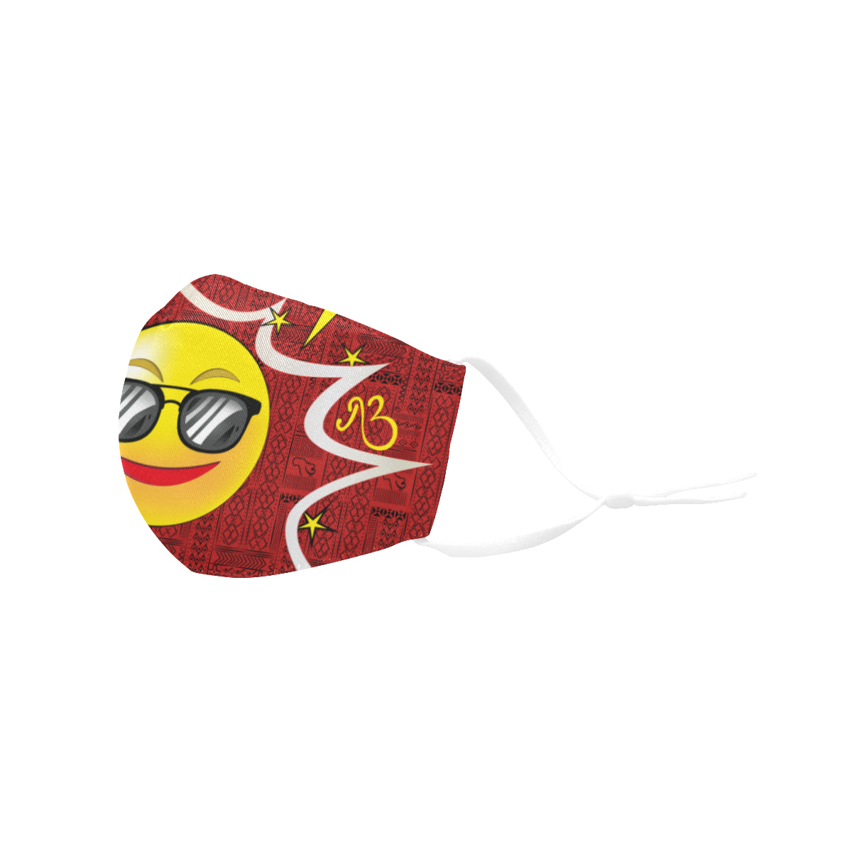 COOL Tribal Print Comic Emoji Cotton Fabric Face Mask with Filter Slot and Adjustable Strap - Non-medical use (2 Filters Included)