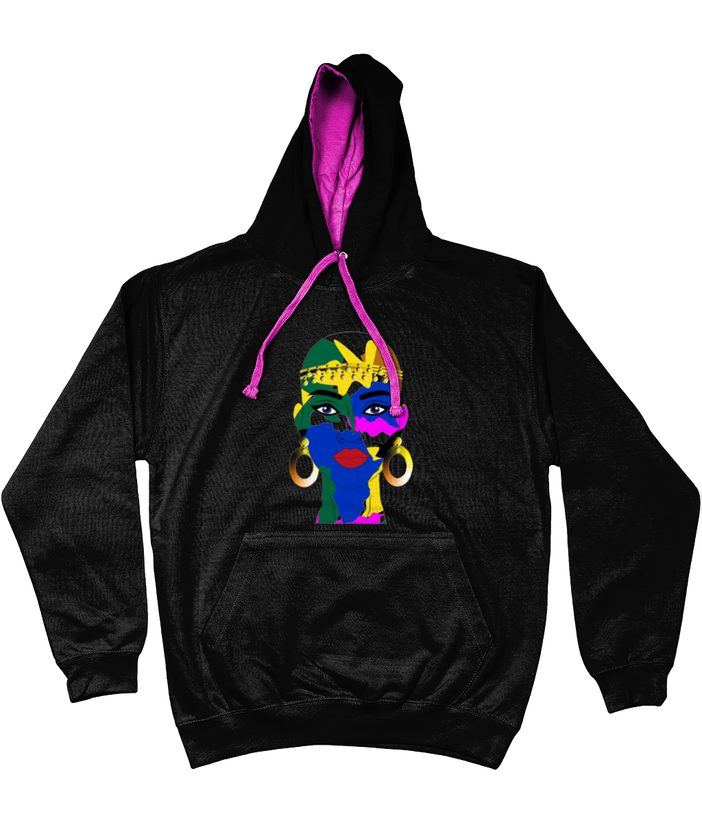 AfriBix Camo Warrior Unisex Hoodie with a contrast hood and string