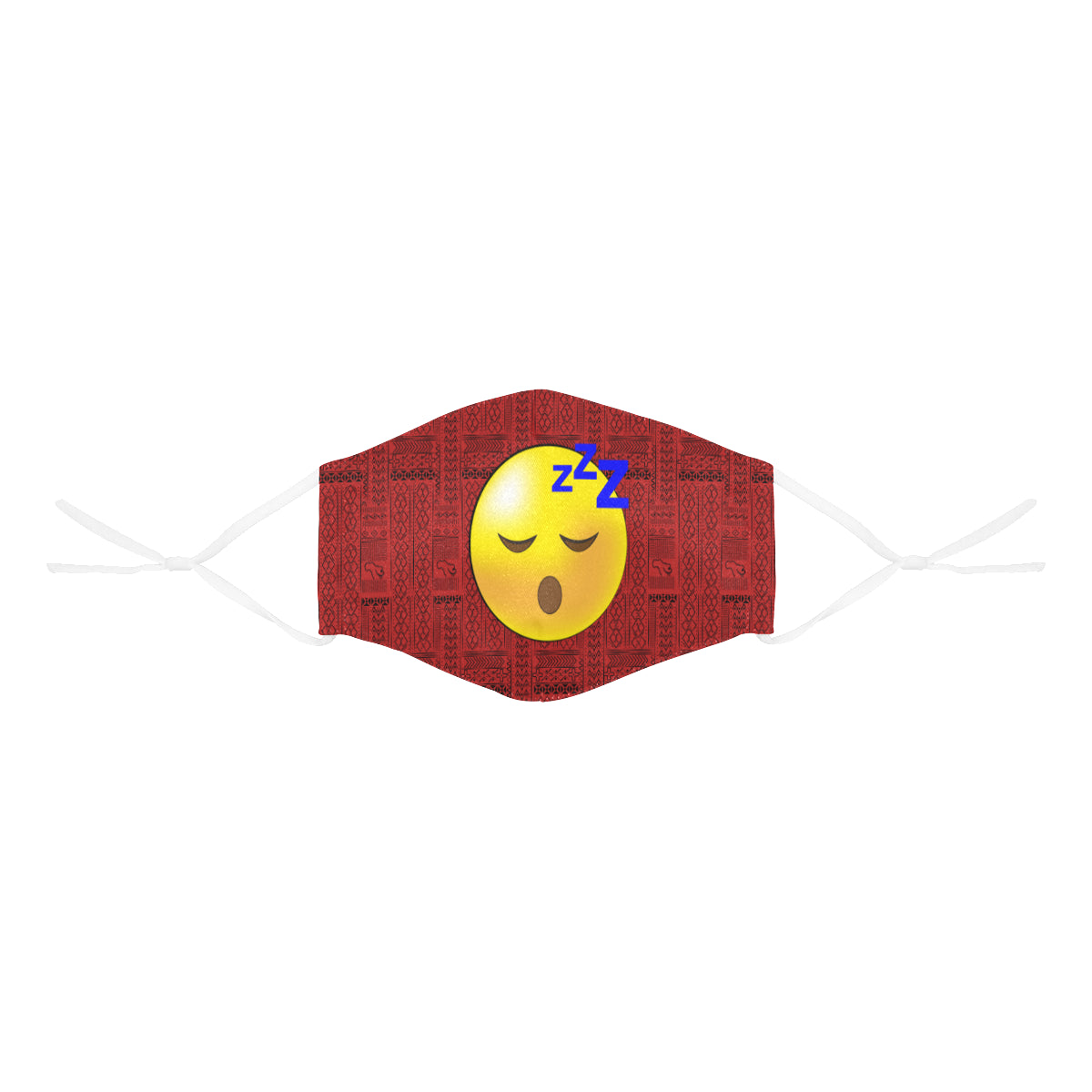 I'm Tired! Tribal Print Emoji Cotton Fabric Face Mask with Filter Slot and Adjustable Strap - Non-medical use (2 Filters Included)