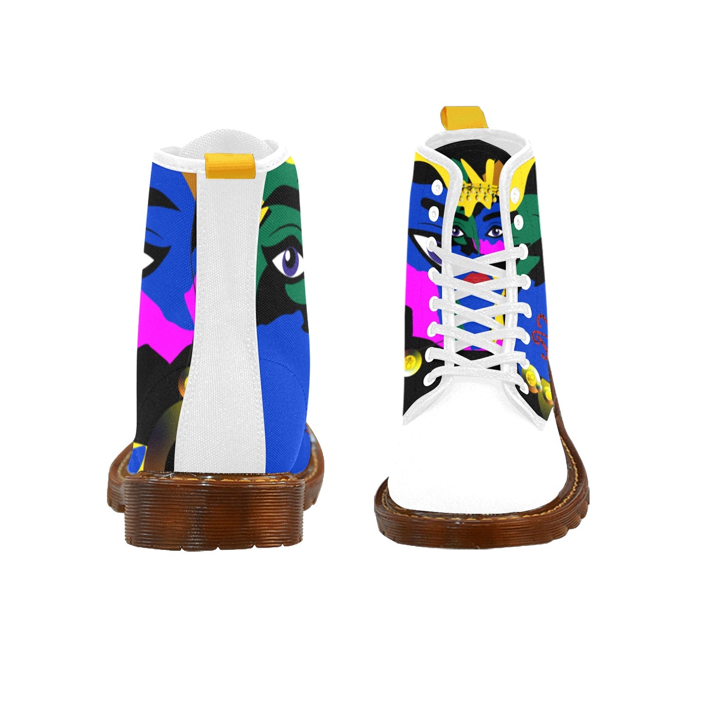 AfriBix Warrior Women's White Lace Up Boots