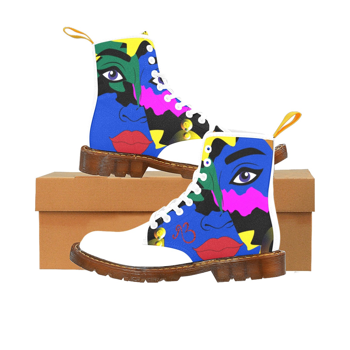 AfriBix Warrior Women's White Lace Up Boots