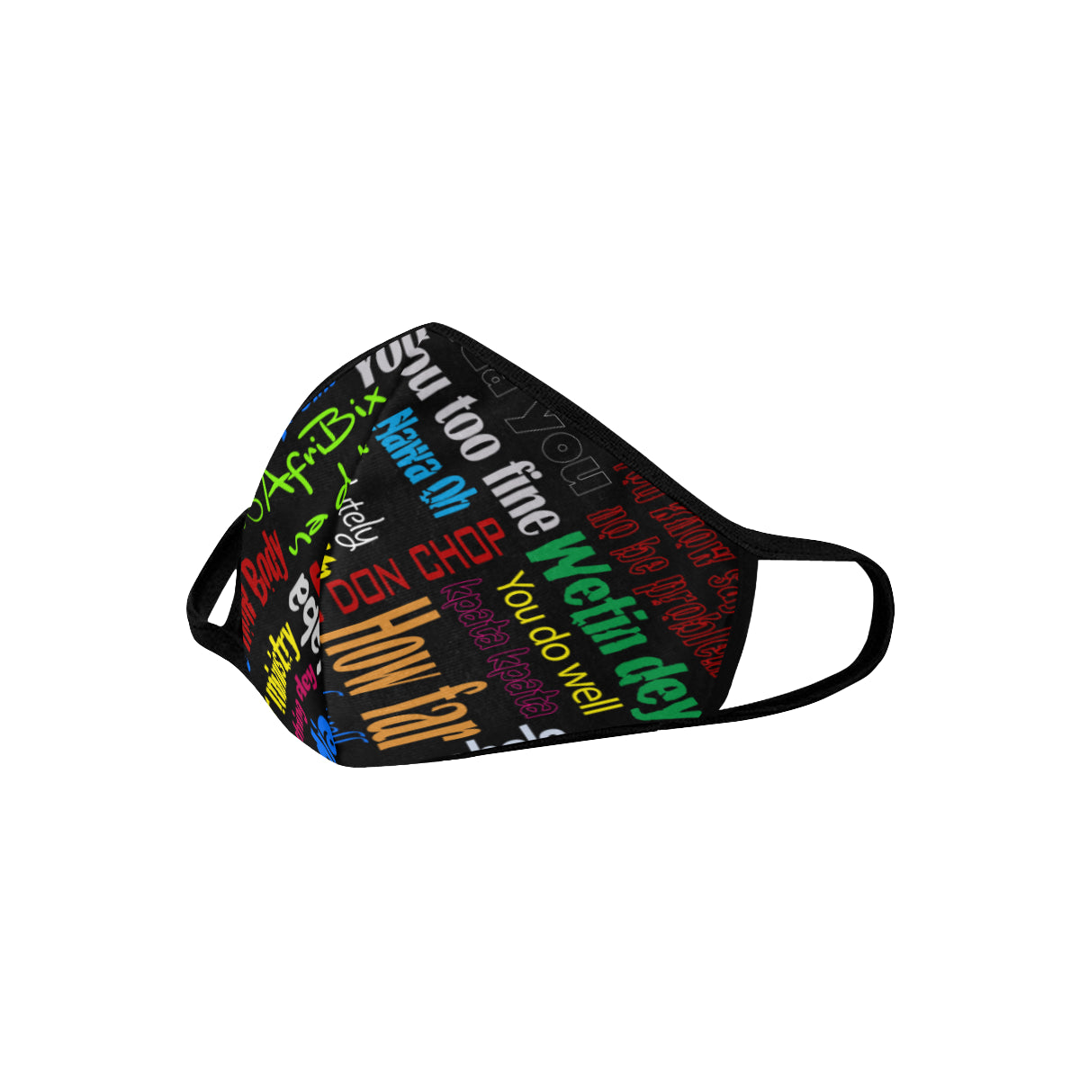 AfriBix Pidgin Print Noir Cotton Fabric Face Mask (30 Filters Included) - Non-medical use