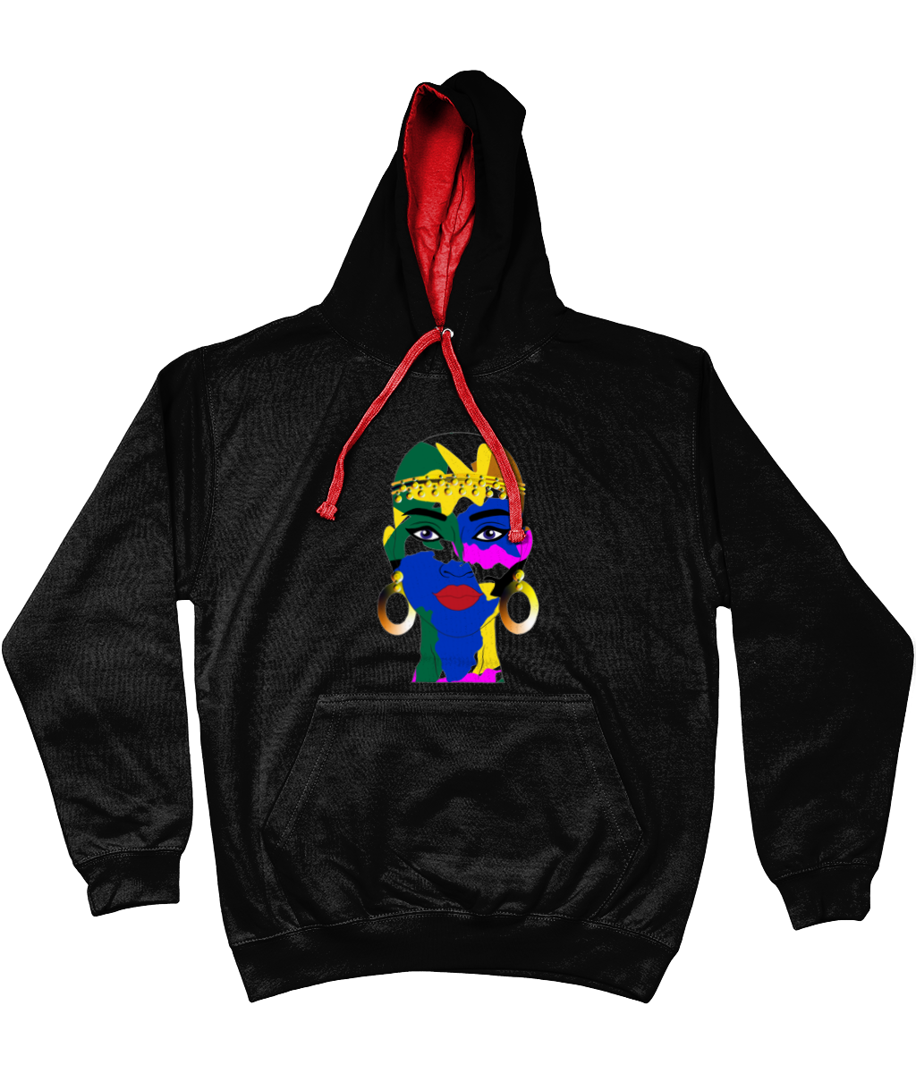 AfriBix Camo Warrior Unisex Hoodie with a contrast hood and string