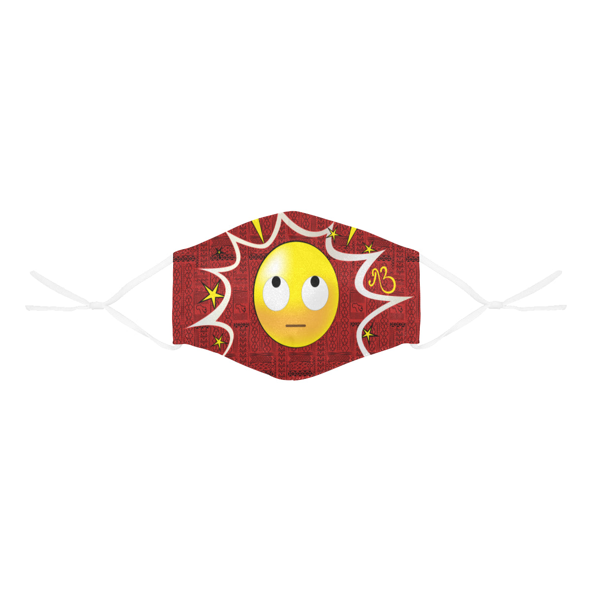 Yeah right! Tribal Print Comic Emoji Cotton Fabric Face Mask with Filter Slot and Adjustable Strap - Non-medical use (2 Filters Included)