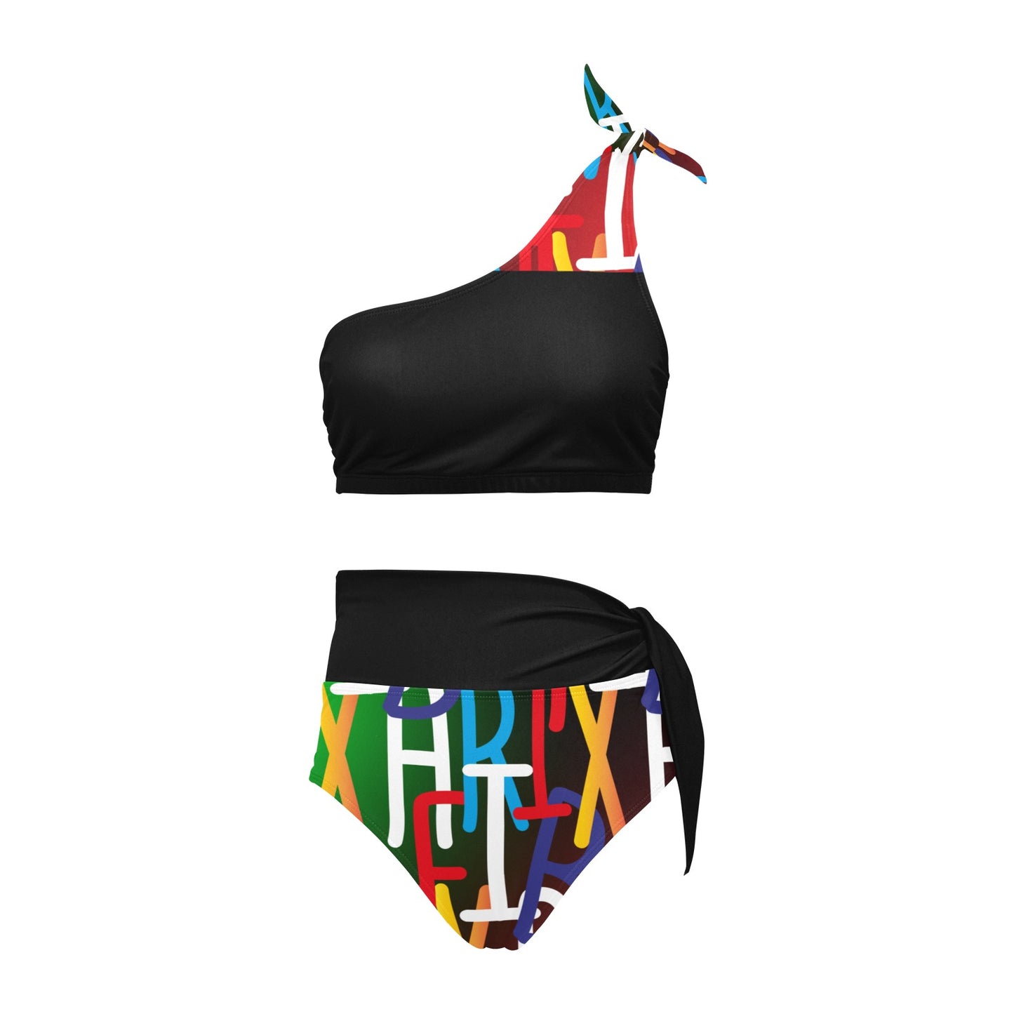 AfriBix Collage One Shoulder High Waist Bikini