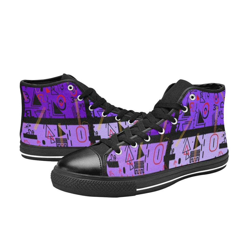 Linear Print Women's Purple Hightop Canvas