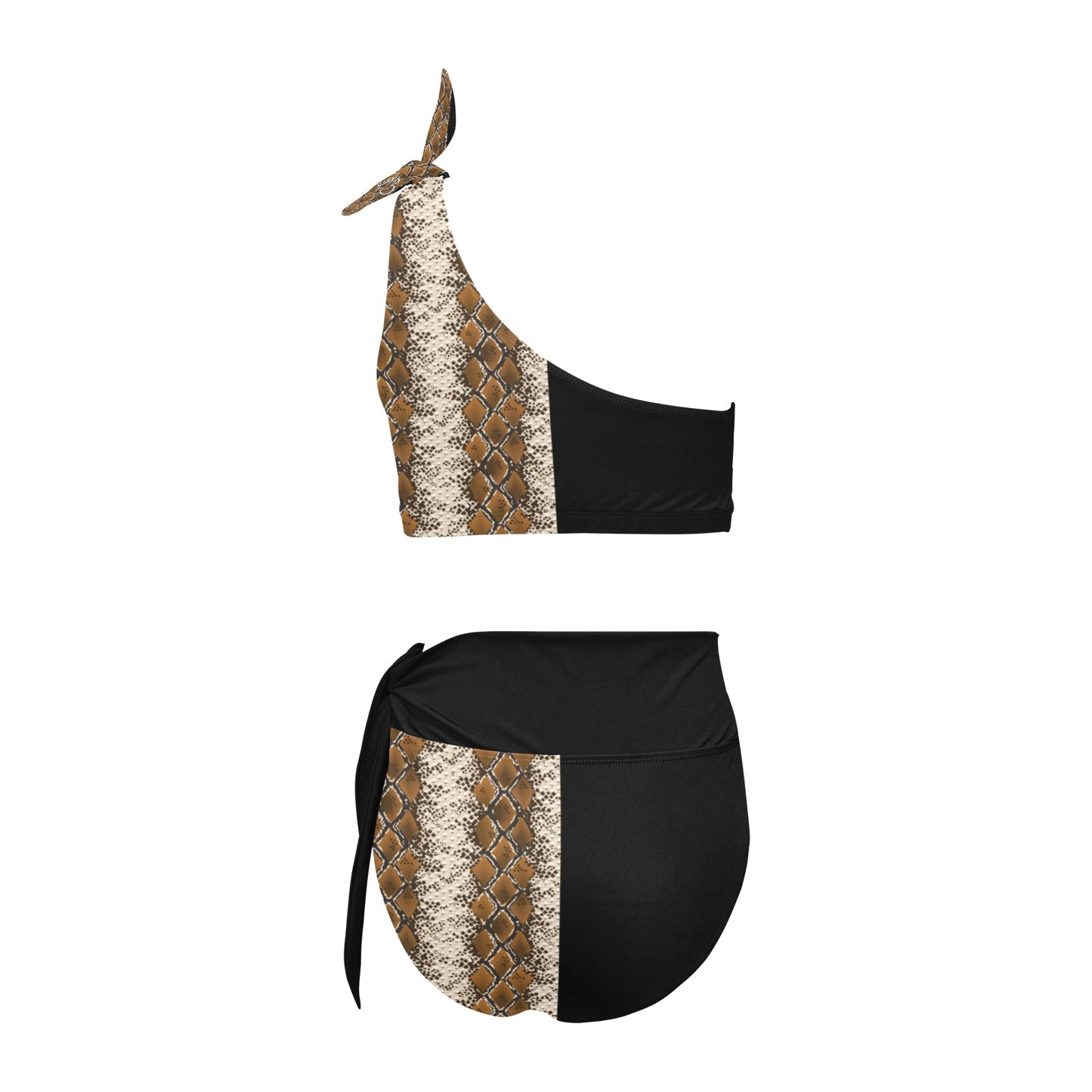 Snake Skin One Shoulder High Waist Bikini