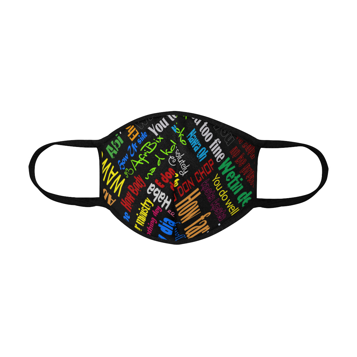 AfriBix Pidgin Print Noir Cotton Fabric Face Mask (30 Filters Included) - Non-medical use