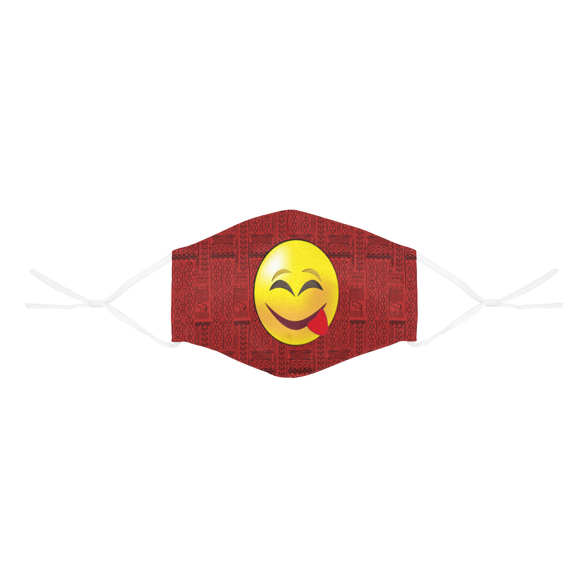 Cheeky! Tribal Print Emoji Cotton Fabric Face Mask with Filter Slot and Adjustable Strap - Non-medical use (2 Filters Included)