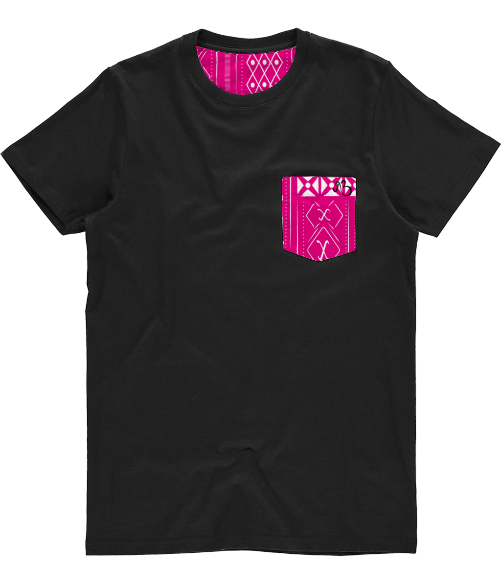 Unisex Pocket Tee - Plum Tribal Print