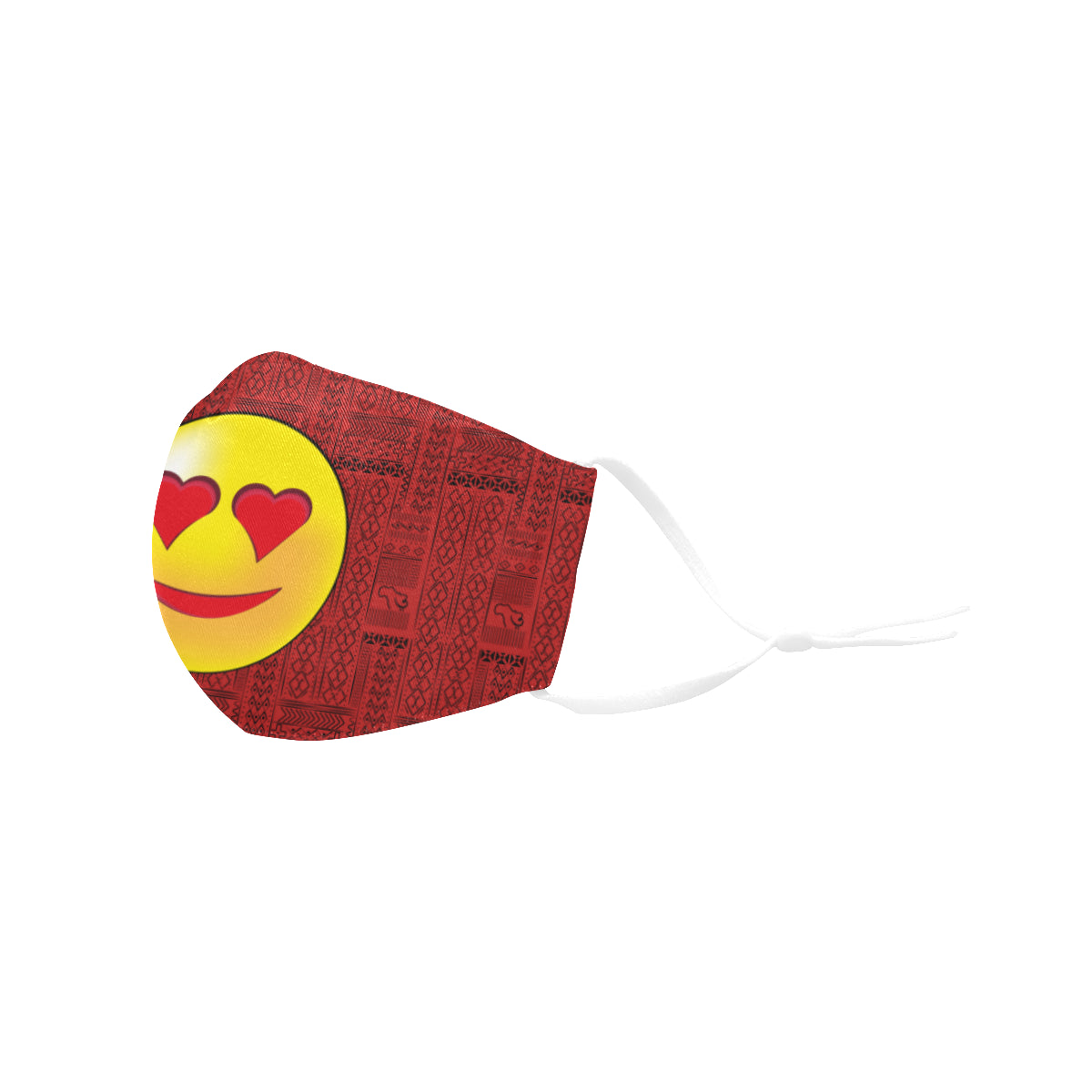 Heart Tribal Print Emoji Cotton Fabric Face Mask with Filter Slot and Adjustable Strap - Non-medical use (2 Filters Included)
