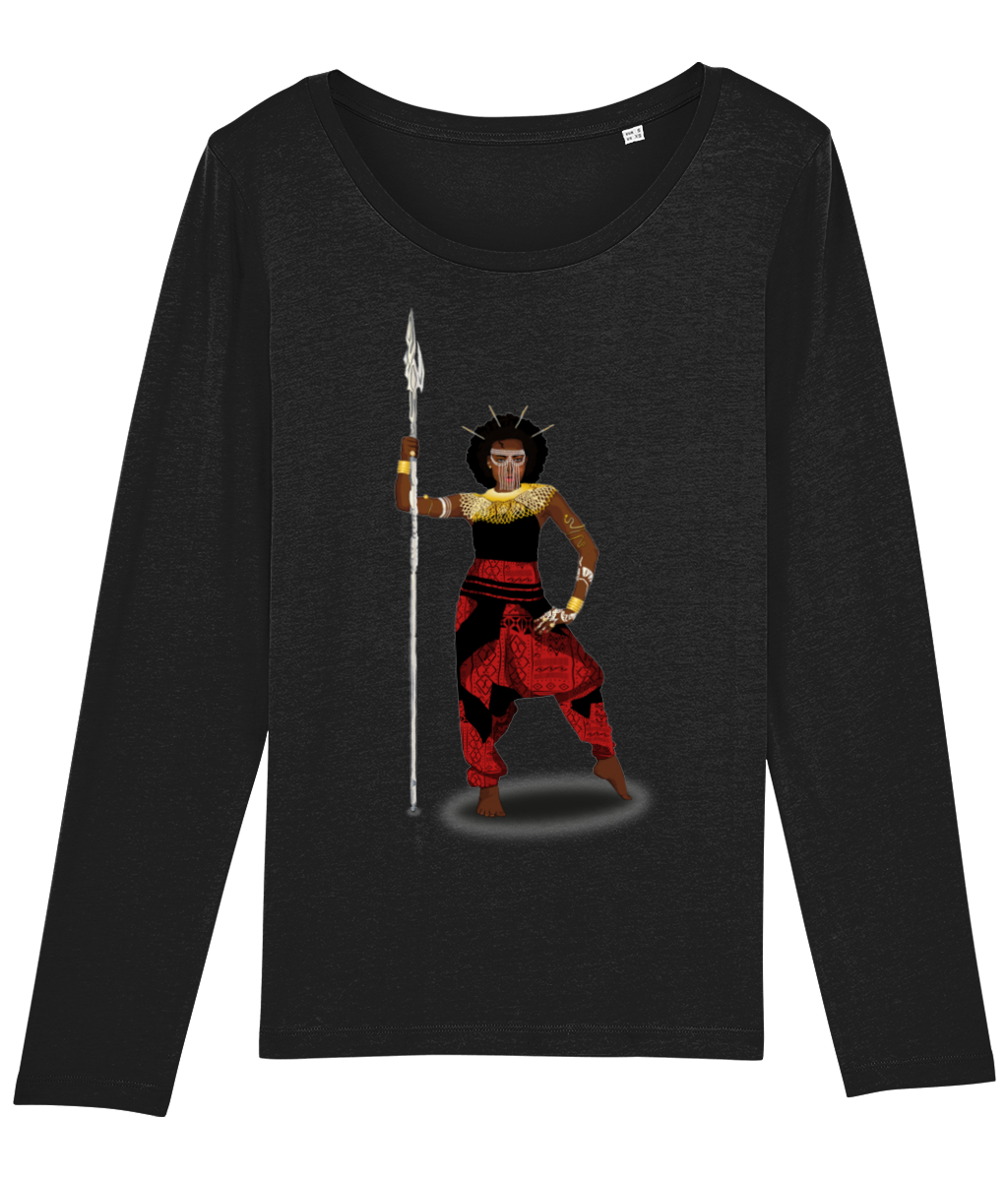 AfriBix Warrior African Queen Womens Long Sleeve T-Shirt