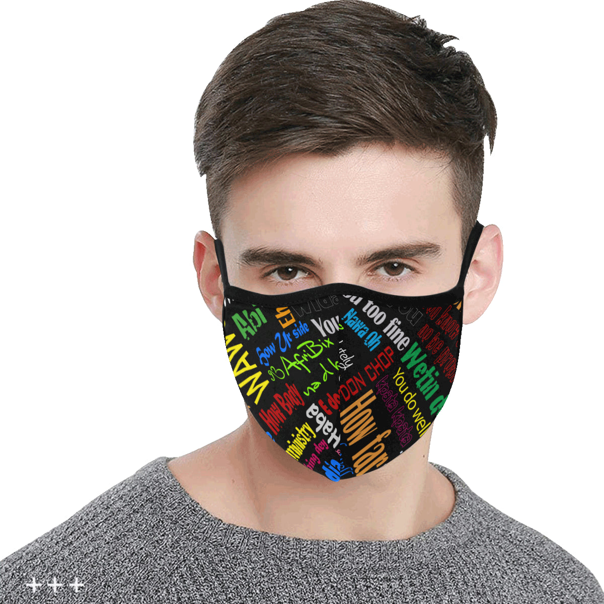 AfriBix Pidgin Print Noir Cotton Fabric Face Mask (30 Filters Included) - Non-medical use