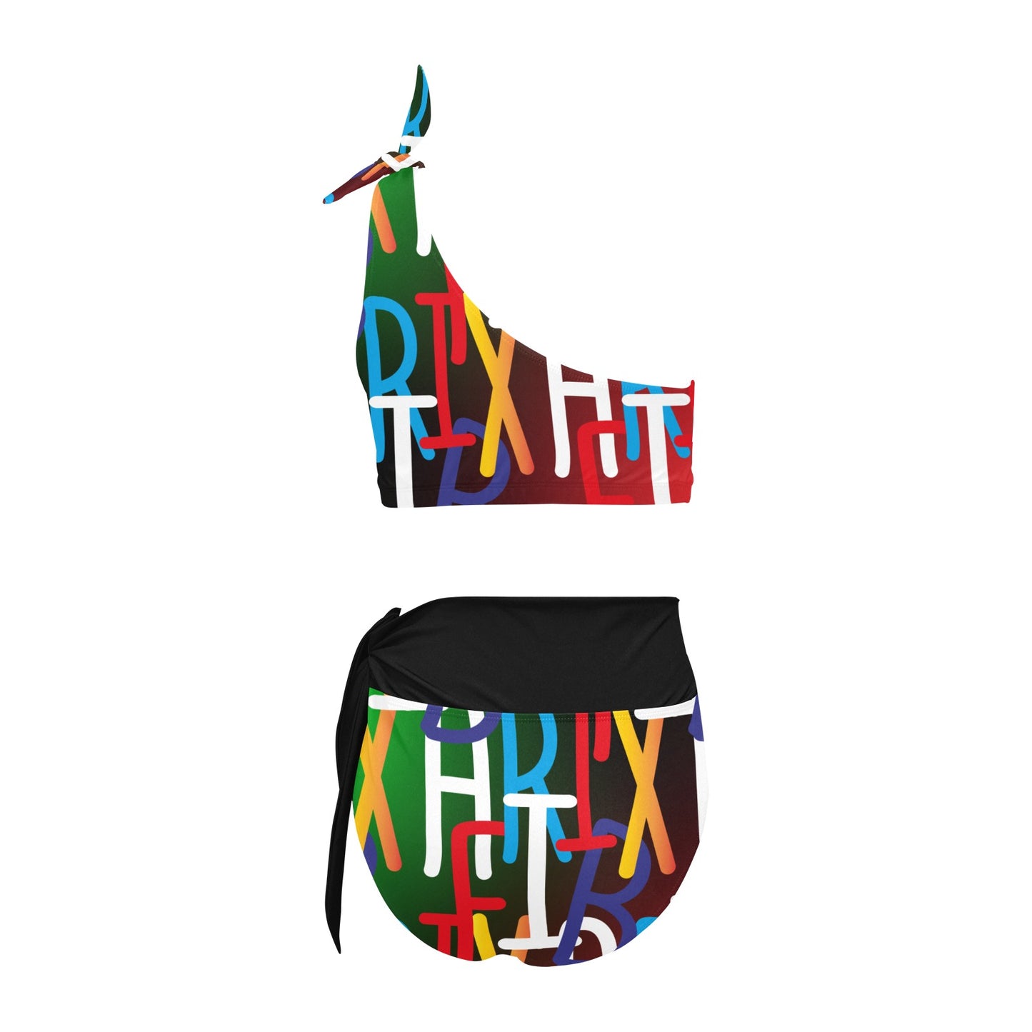 AfriBix Collage One Shoulder High Waist Bikini