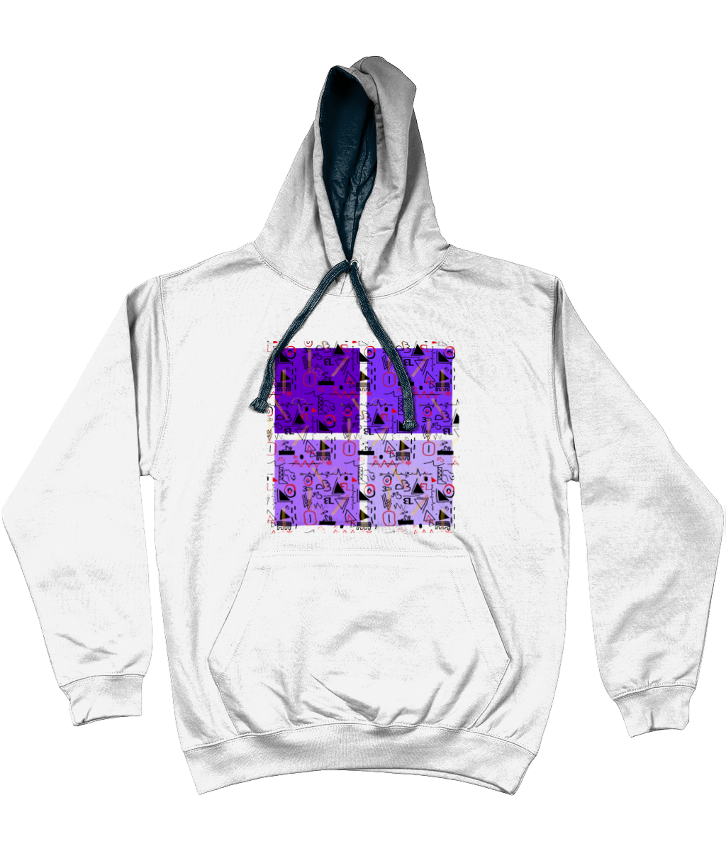 Linear Print Graphic Unisex Hoodie with a contrast hood and string