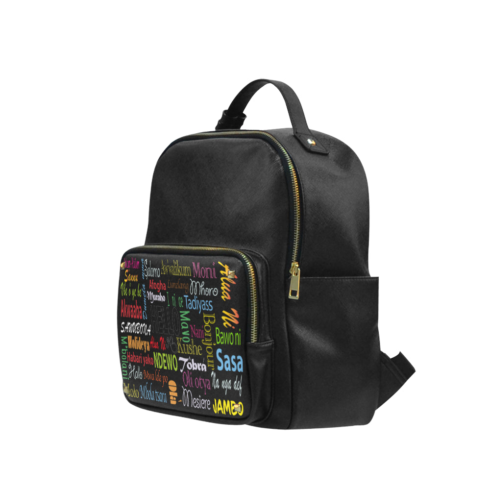 AfriBix Hello Print Leather Backpack