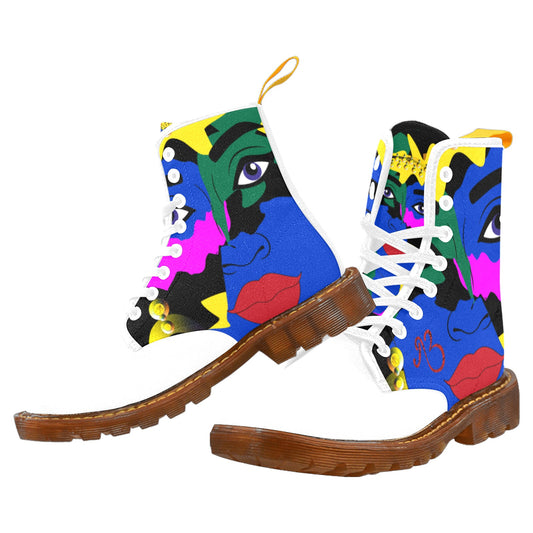 AfriBix Warrior Women's White Lace Up Boots