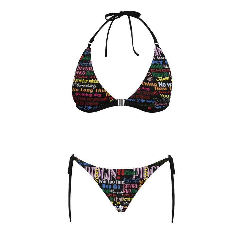 AfriBix Pidgin Print Front Clasp Bikini