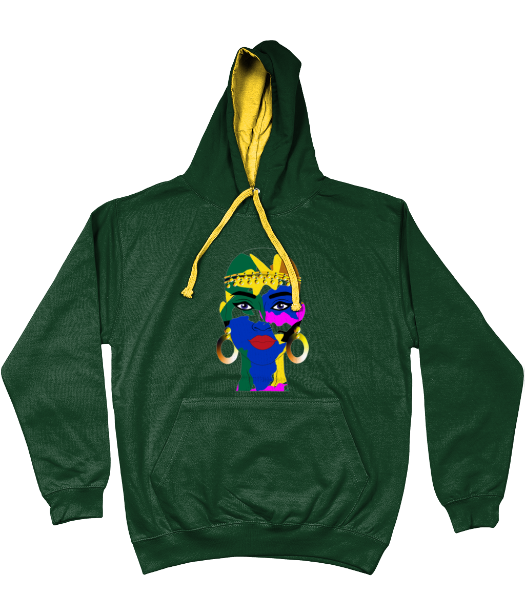 AfriBix Camo Warrior Unisex Hoodie with a contrast hood and string