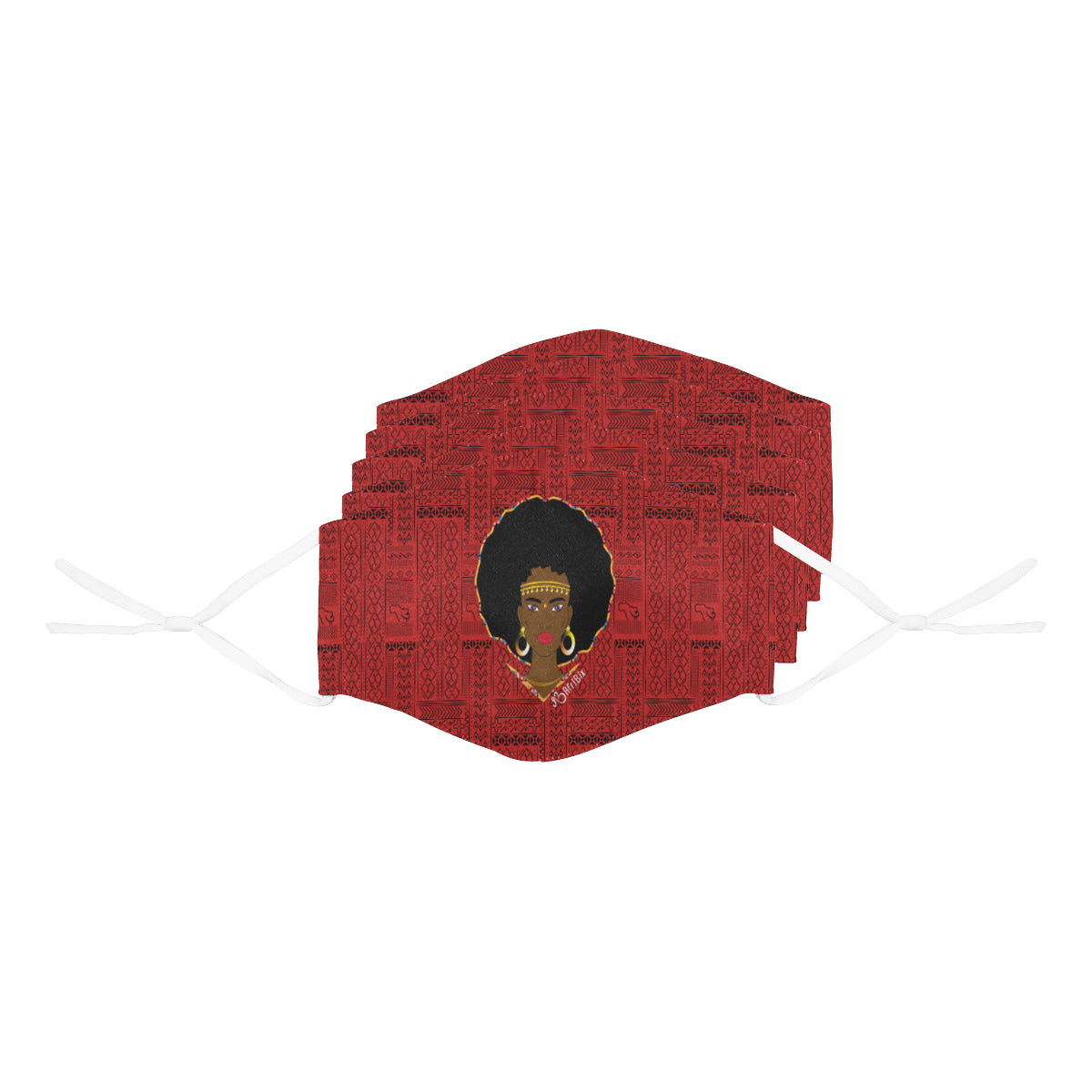 AfriBix Warrior Queen Cotton Fabric Face Mask with Filter Slot & Adjustable Strap (Pack of 5) - Non-medical use