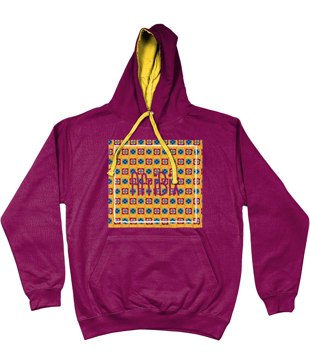 AfriBix Classic Alternate Print Unisex Hoodie with contrast hood and string