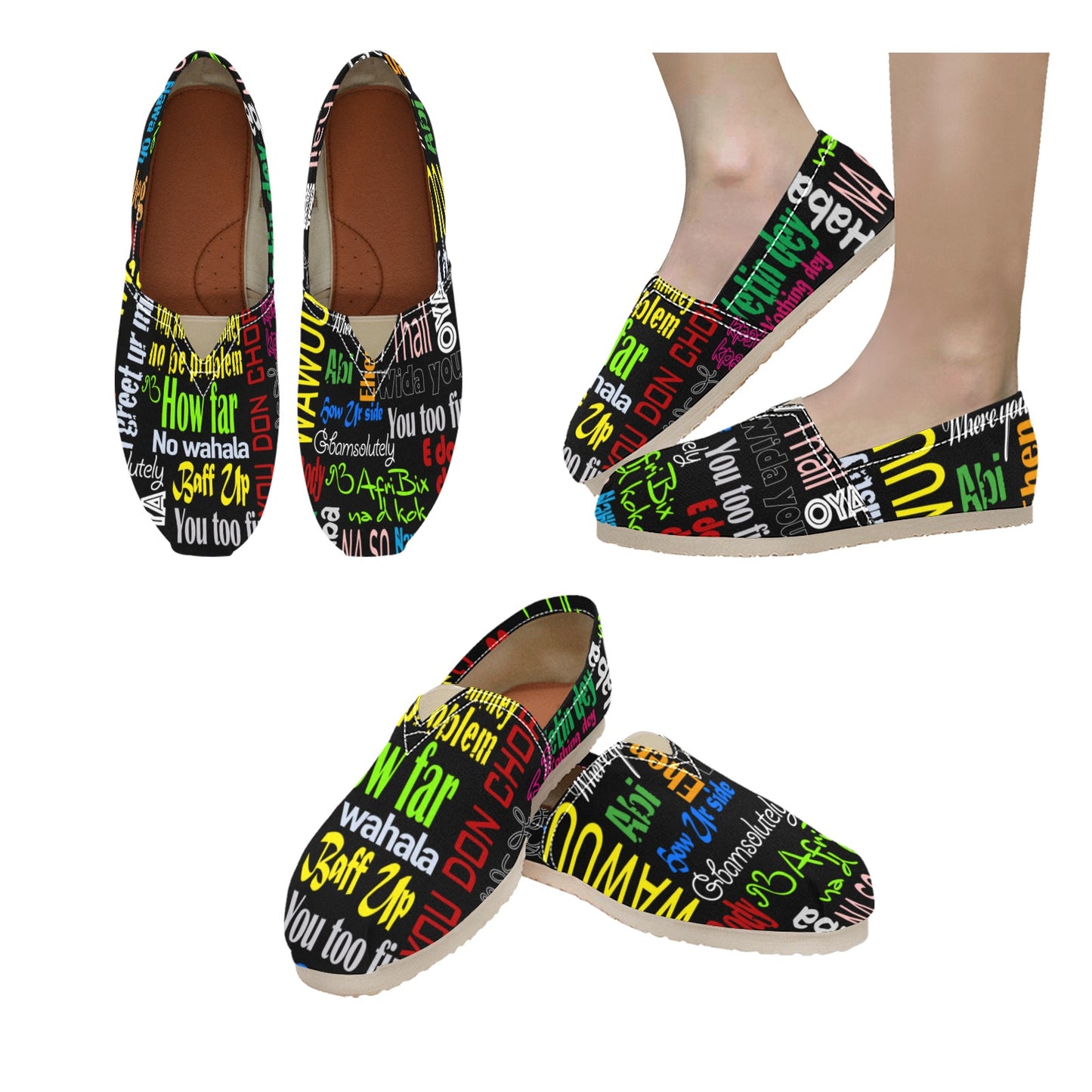 AfriBix Pidgin Print Womens Slip on Canvas