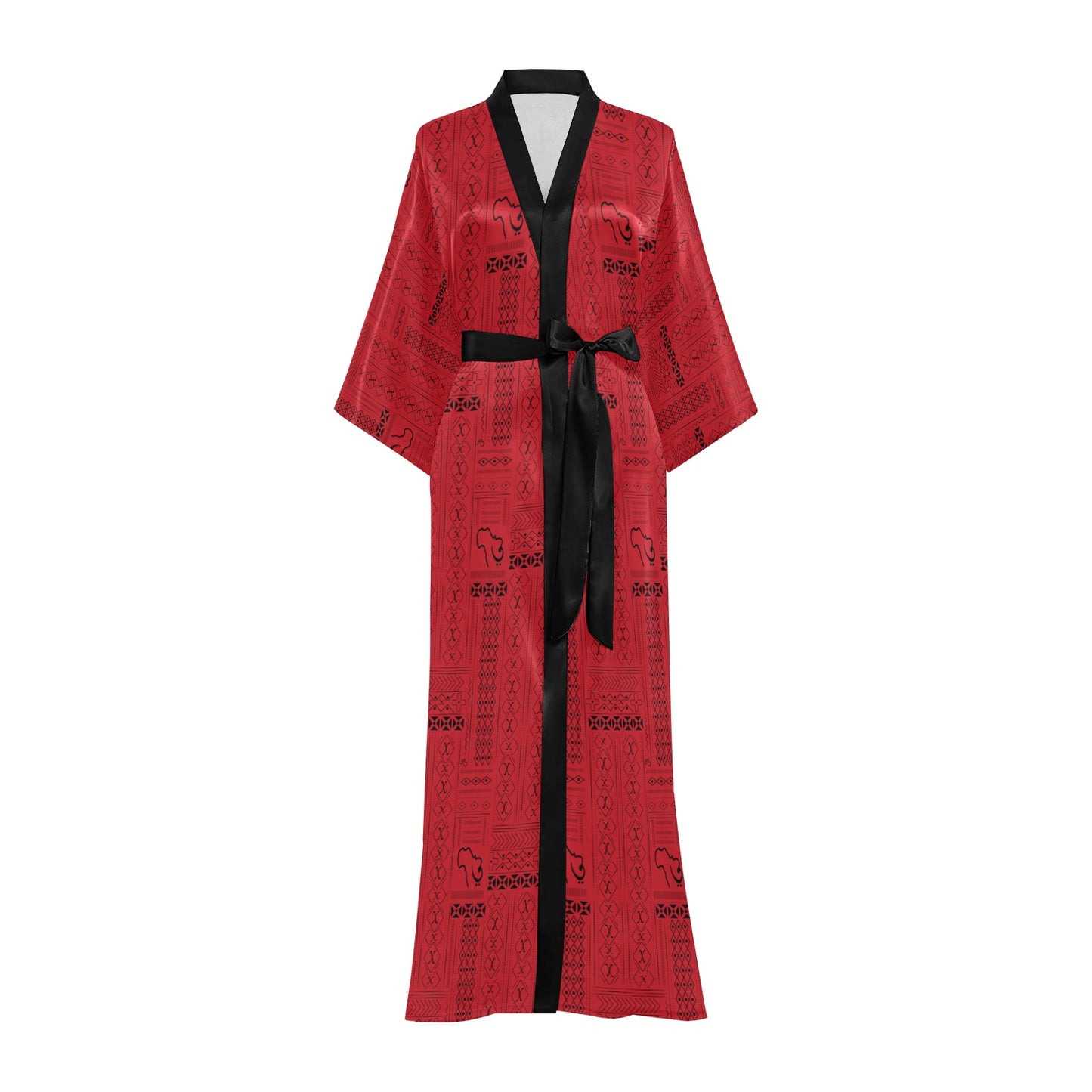 Tribal Print Cover up Women's Long Kimono Silky Robe