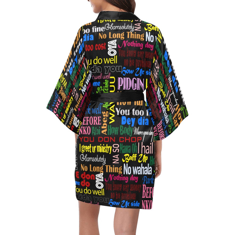 AfriBix Pidgin Print Kimono Robe Coverup