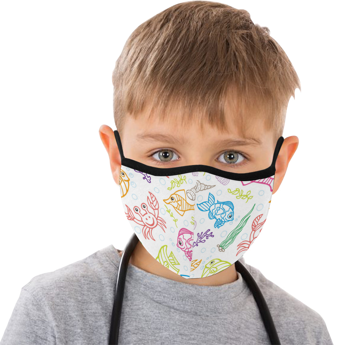 Aquarium Print Cotton Fabric Face Mask with filter slot (30 Filters Included) - Non-medical use
