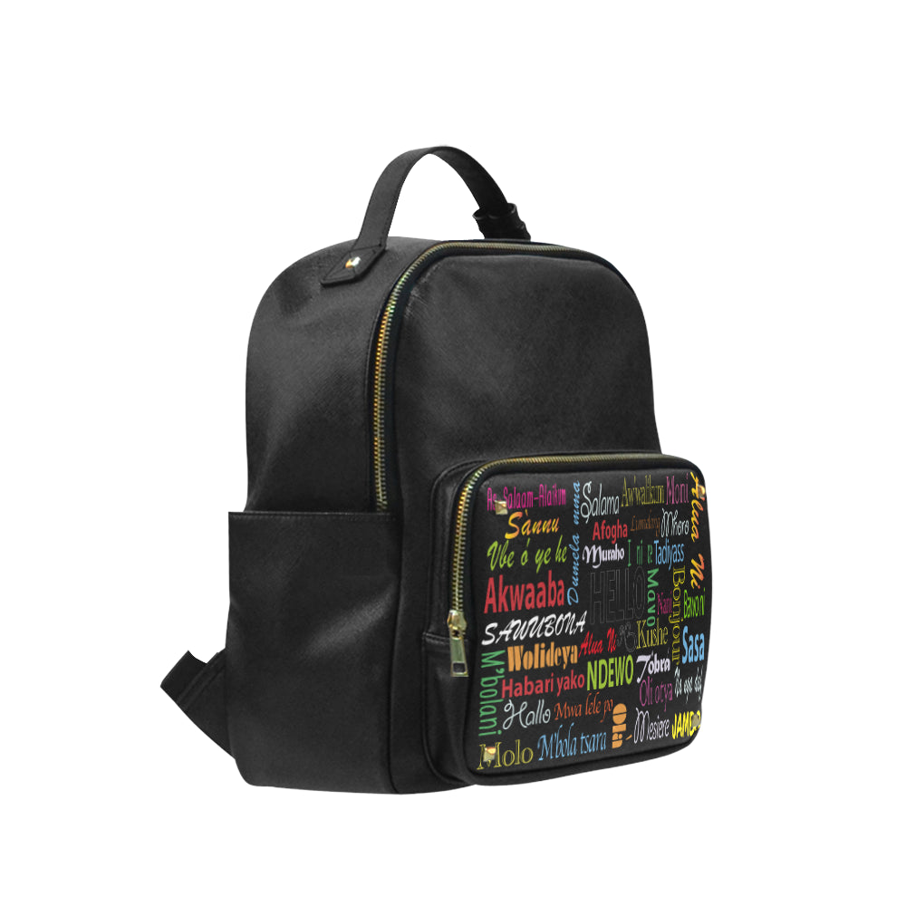 AfriBix Hello Print Leather Backpack