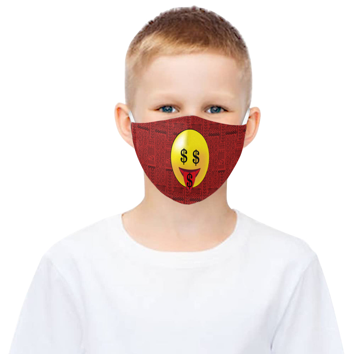 Like a Bawse! Tribal Print Emoji Cotton Fabric Face Mask with Filter Slot & Adjustable Strap - Non-medical use (2 Filters Included)