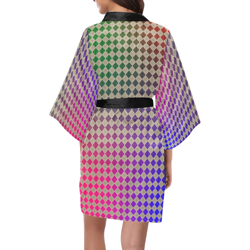 Ankara Box Print Short Kimono Robe Coverup