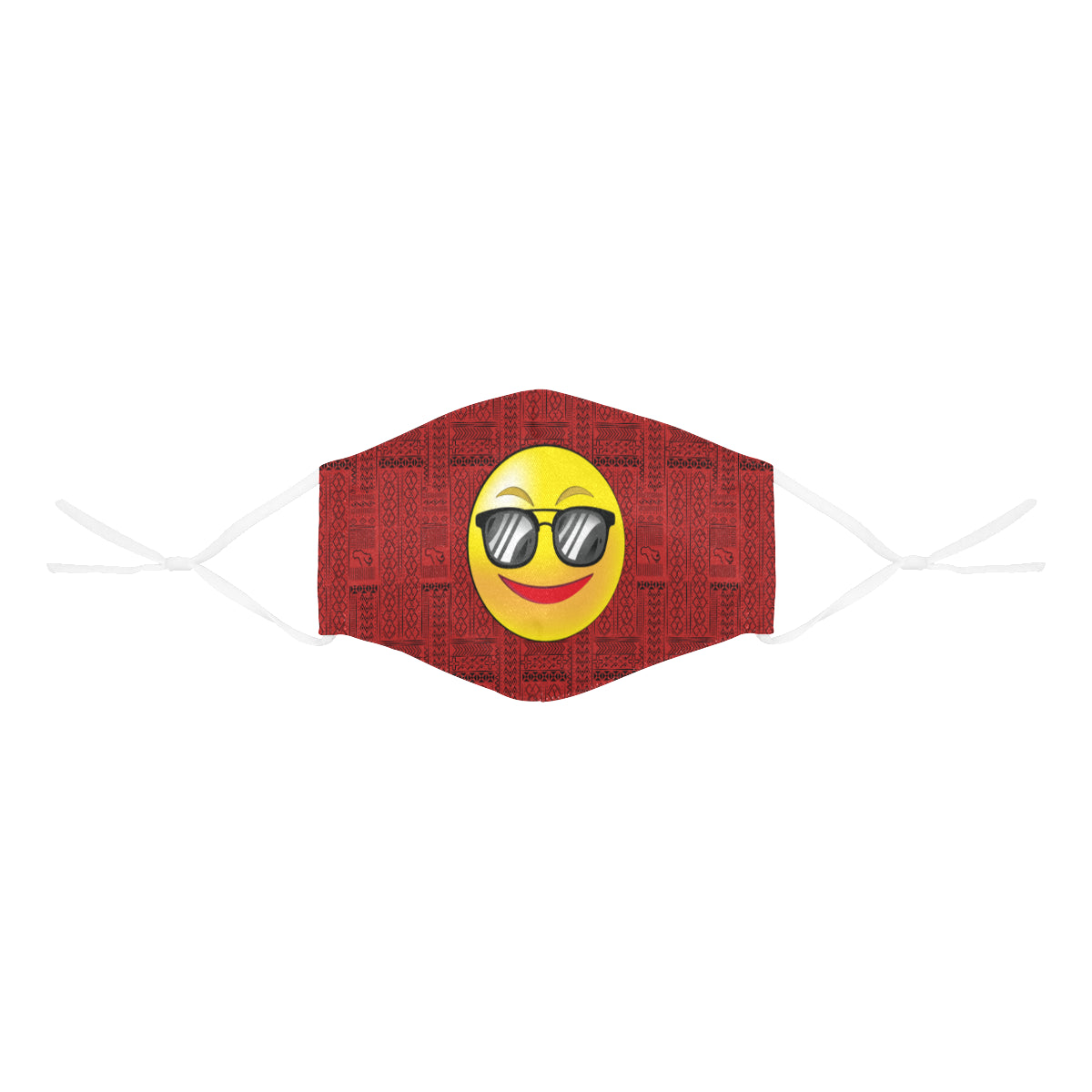 COOL Tribal Print Emoji Cotton Fabric Face Mask with Filter Slot & Adjustable Strap - Non-medical use (2 Filters Included)