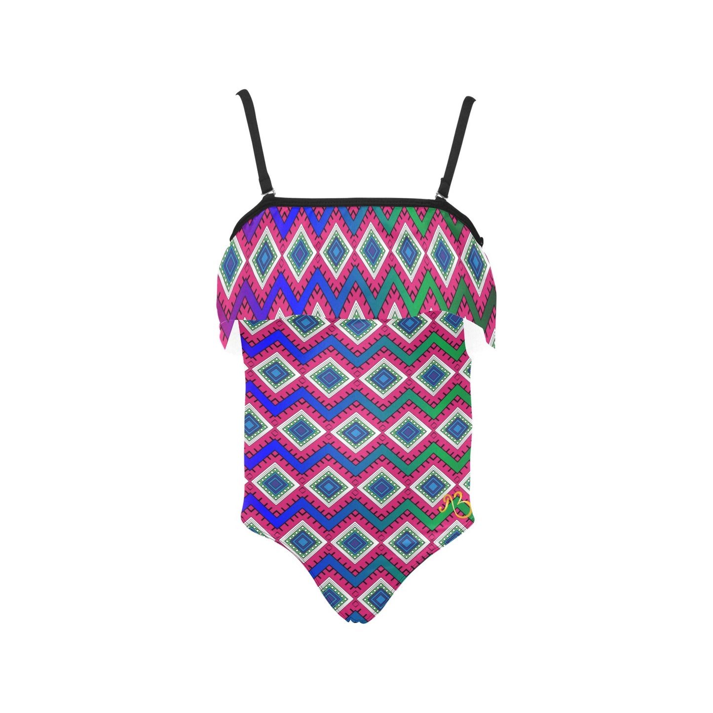 AfriBix Galaxy Print Girls Ruffle Kids Swimsuit