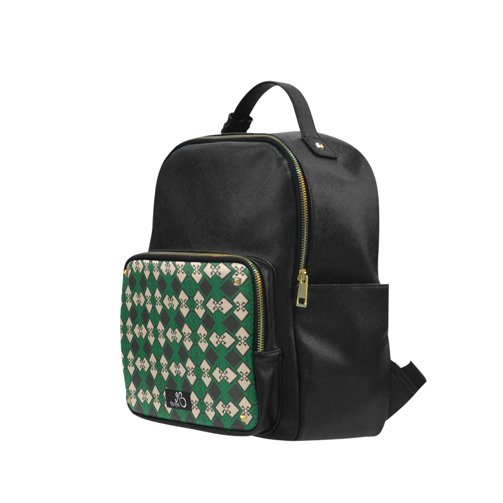 Aztek Print Leather Backpack