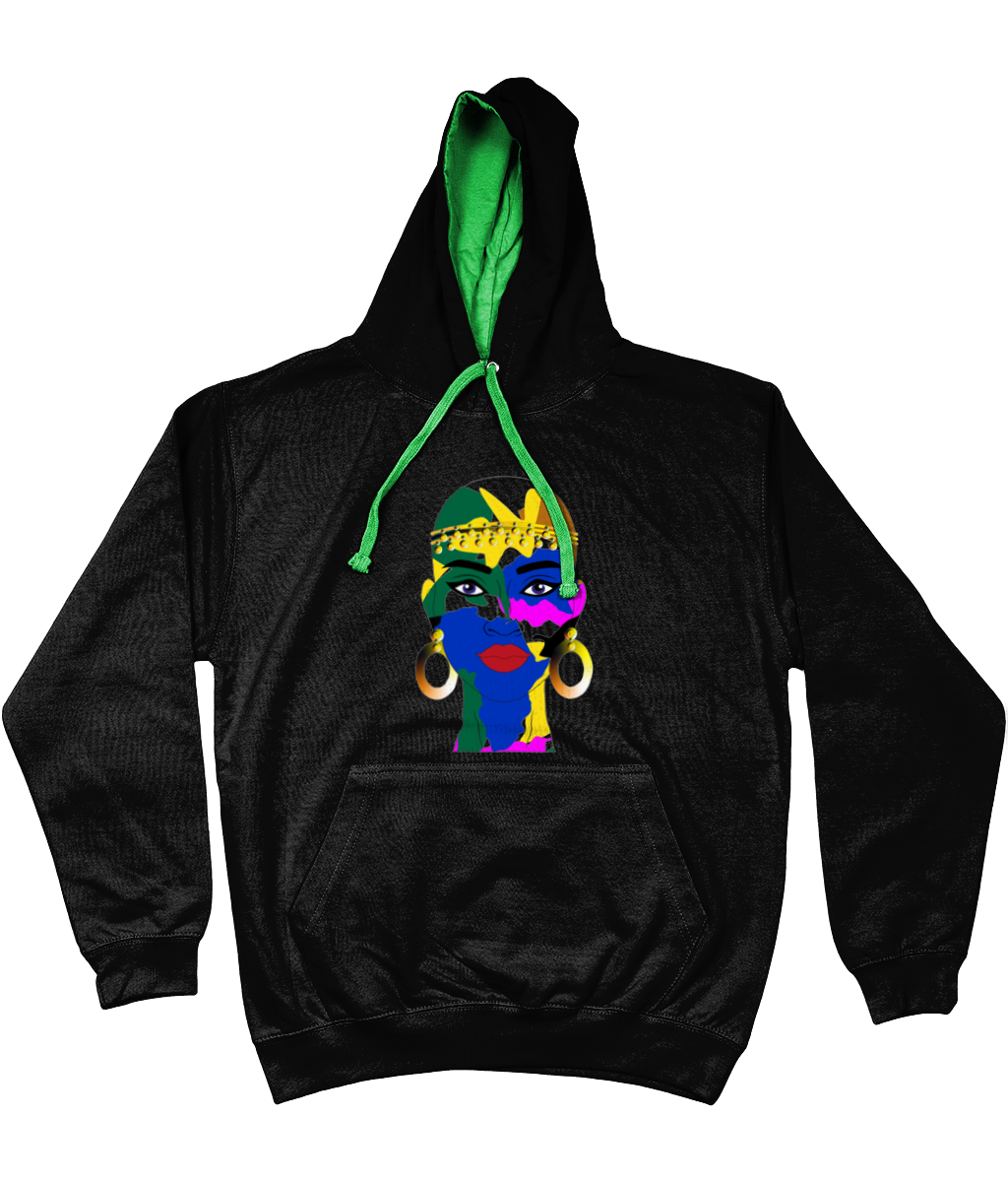 AfriBix Camo Warrior Unisex Hoodie with a contrast hood and string