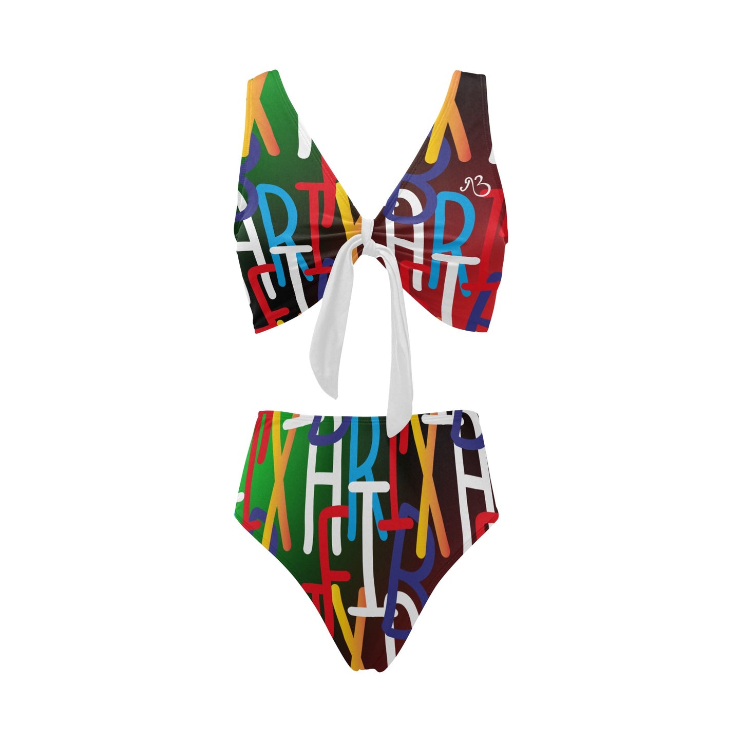 AfriBix Collage Bowtie High Waist Bikini Swimsuit