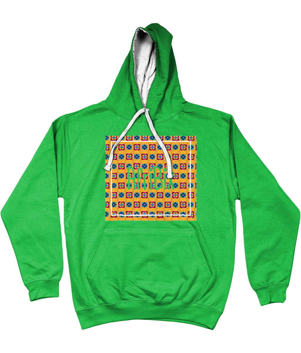 AfriBix Classic Alternate Print Unisex Hoodie with contrast hood and string