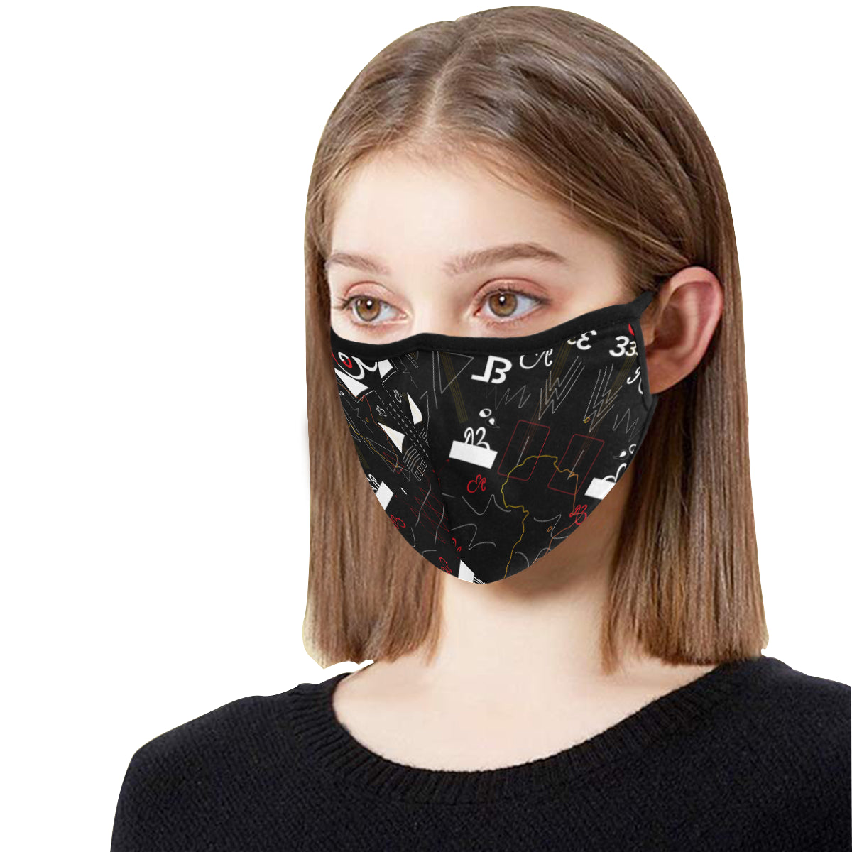 Linear Print Cotton Fabric Face Mask with filter slot (30 Filters Included) - Non-medical use