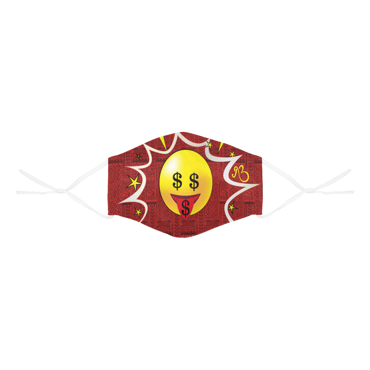 Like a Bawse! Tribal Print Comic Emoji Cotton Fabric Face Mask with Filter Slot and Adjustable Strap - Non-medical use (2 Filters Included)