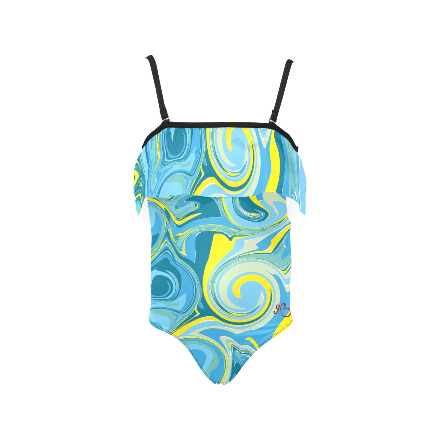 AfriBix Blue Bubblegum Girls Ruffle Kids Swimsuit