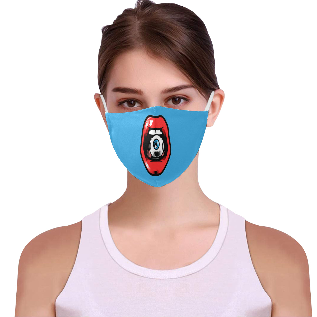 Eye in Mouth Cotton Fabric Face Mask with Filter Slot & Adjustable Strap (Pack of 5) - Non-medical use