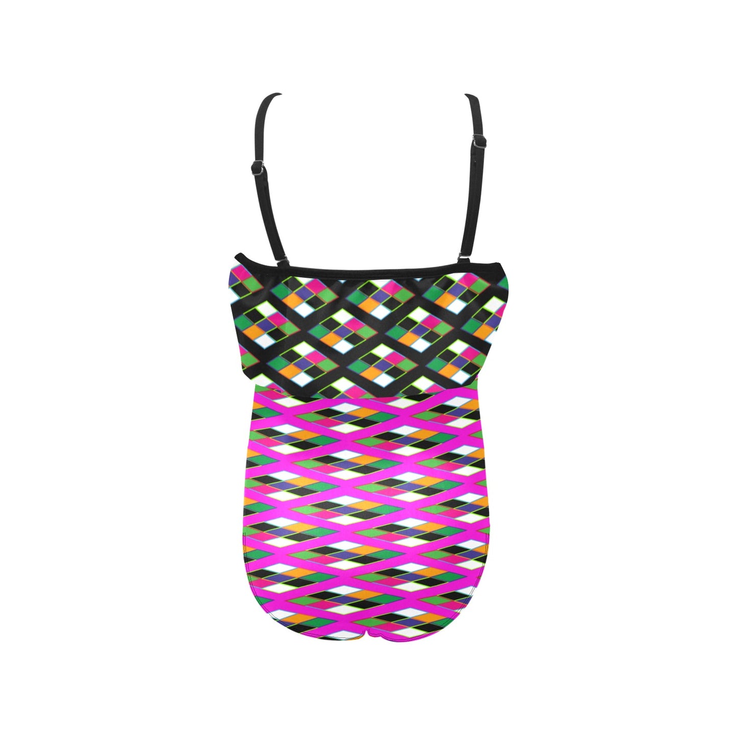 AfriBix Heritage Print Girls Ruffle Kids Swimsuit - Pink