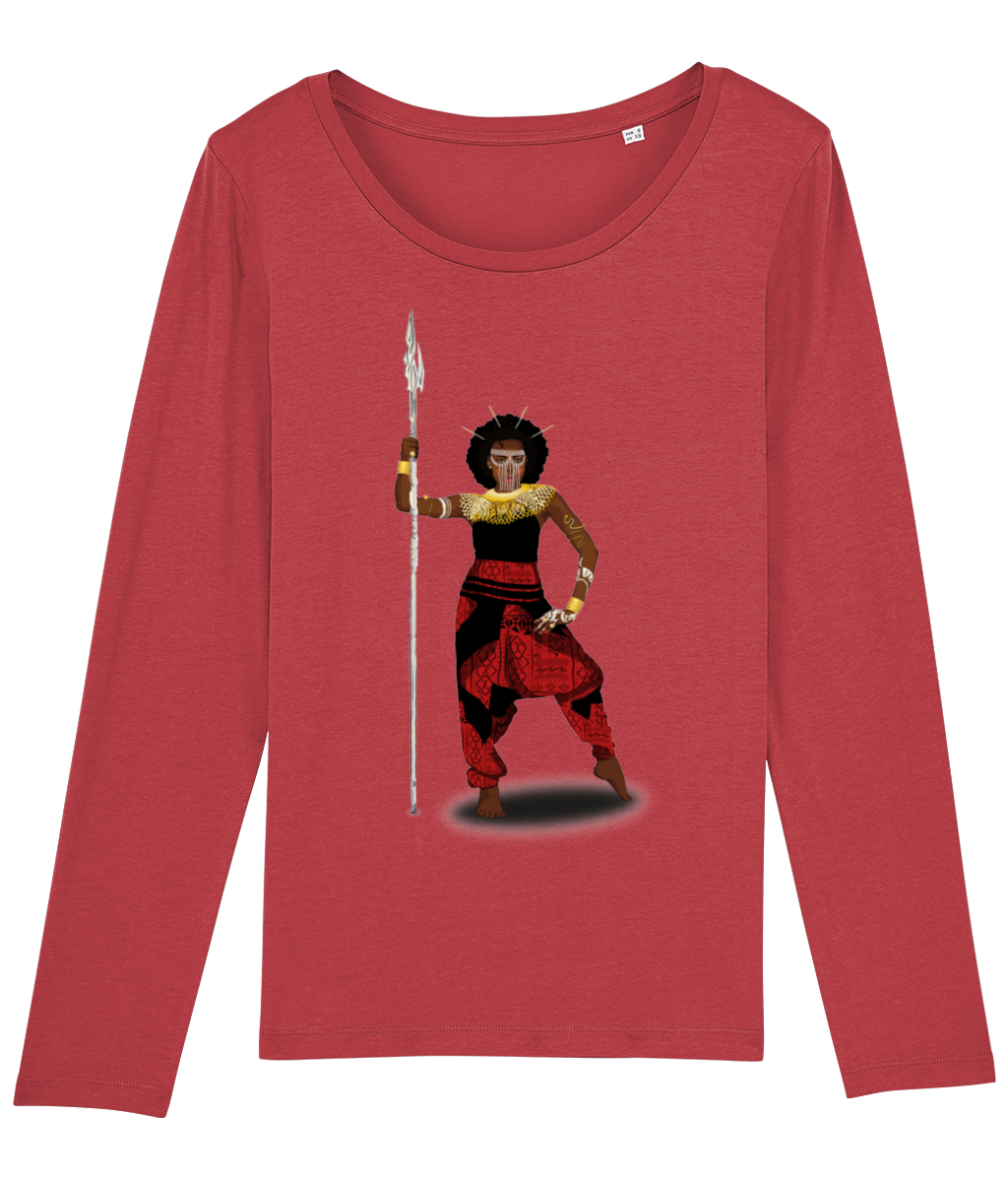 AfriBix Warrior African Queen Womens Long Sleeve T-Shirt