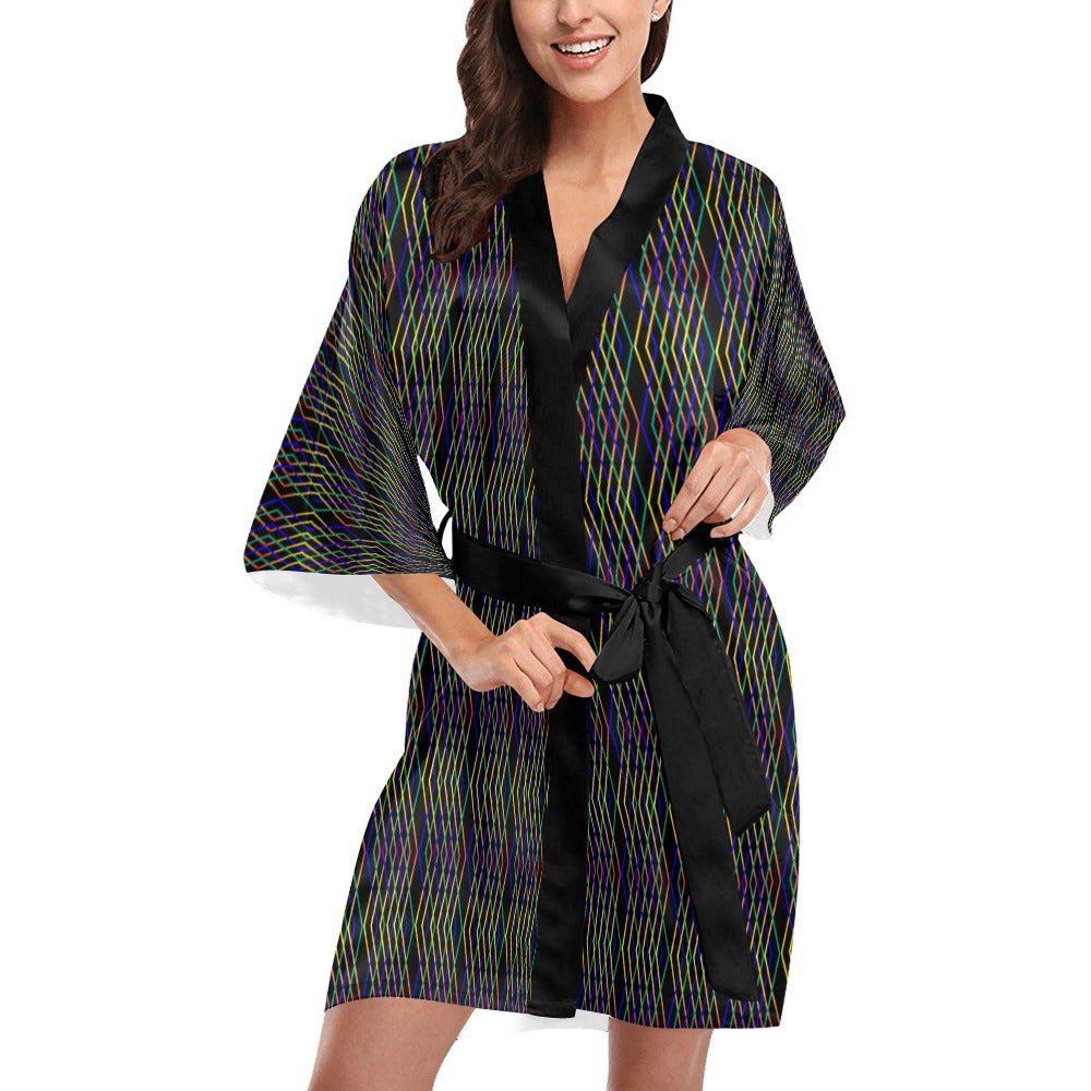 Constellation Print Black Kimono Robe Coverup