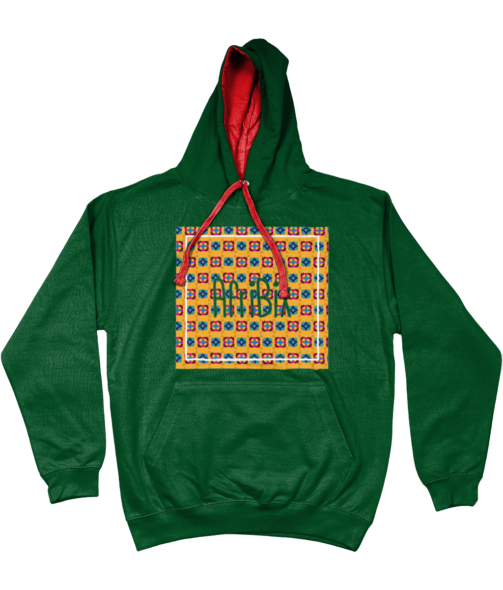 AfriBix Classic Alternate Print Unisex Hoodie with contrast hood and string
