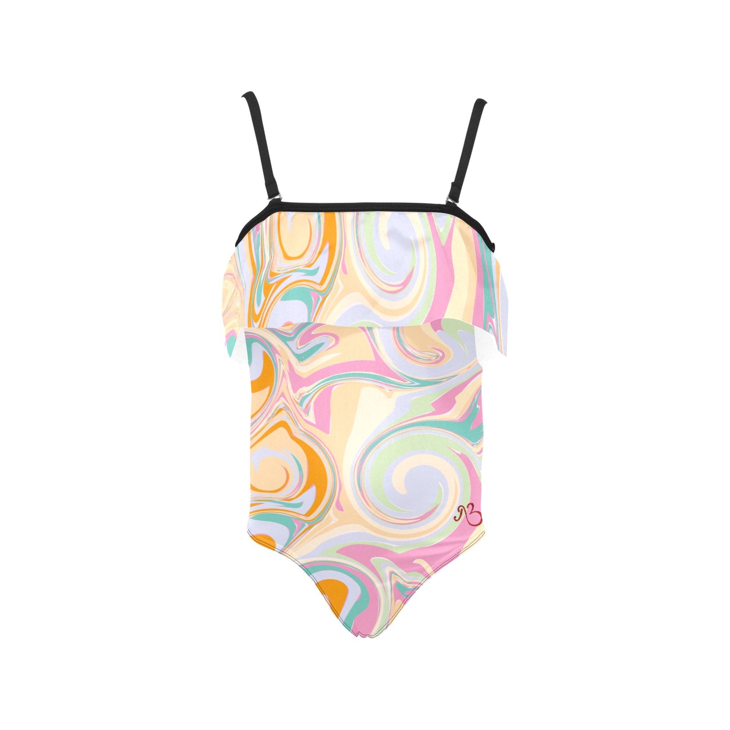 AfriBix Pink Bubblegum Girls Ruffle Kids Swimsuit